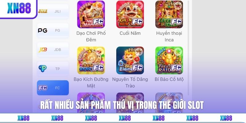 Rất nhiều sản phẩm thú vị trong thế giới slot